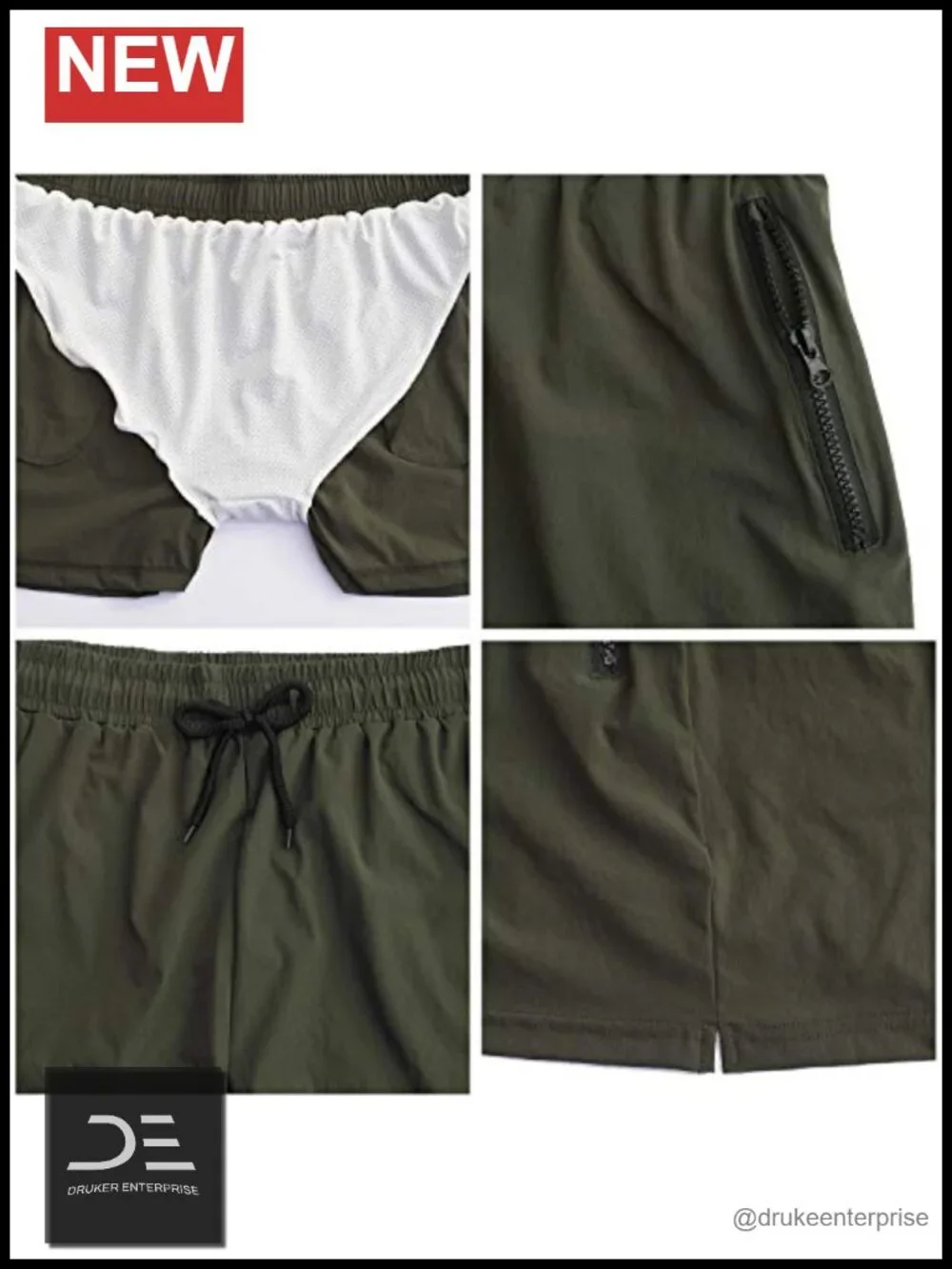 Mens Swim Trunks with Zipper Pockets Quick Dry Athletic Shorts